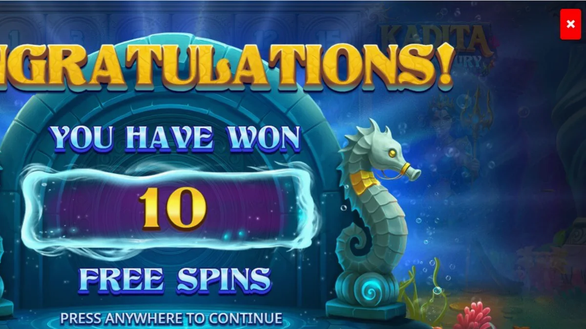 Tampilan visual slot Kadita Ocean Fury dengan tema bawah laut dan dewi mitologi.