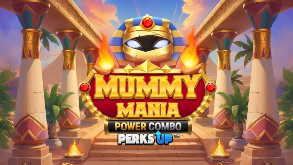 Tampilan visual slot Mummy Mania Perks Up Power Combo dengan empat mumi di atas gulungan