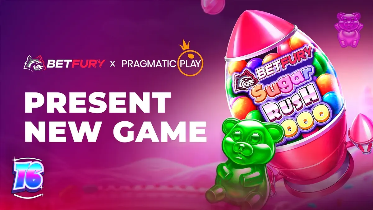 Tampilan visual cerah dan penuh warna dari slot BetFury Sugar Rush 1000